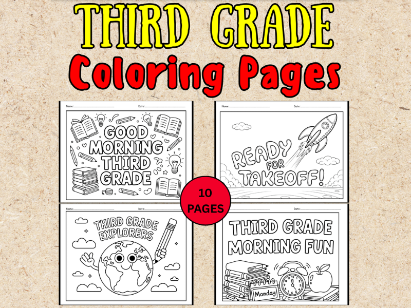 Third Grade Morning Work: Start of the Year Coloring Pages Activities – No Prep
