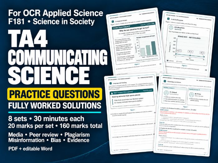 OCR AAQ Applied Science – F181 TA4 Communicating Science: Practice Questions