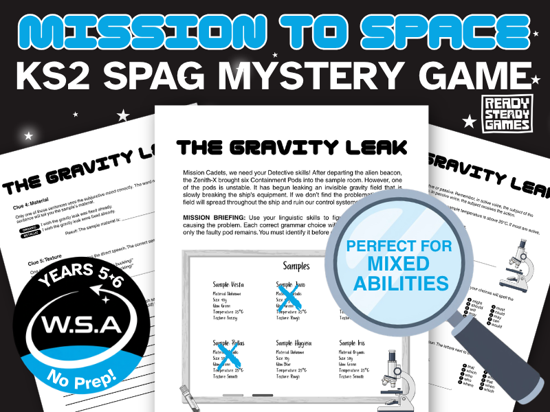 KS2 SPAG Mystery Game | Differentiated Grammar Activity | Printable Game Y5 Y6 | Mission to Space