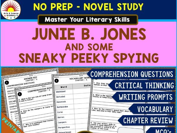 JUNIE B. JONES AND SOME SNEAKY PEEKY SPYING Novel Study Main theme and suitable for grade