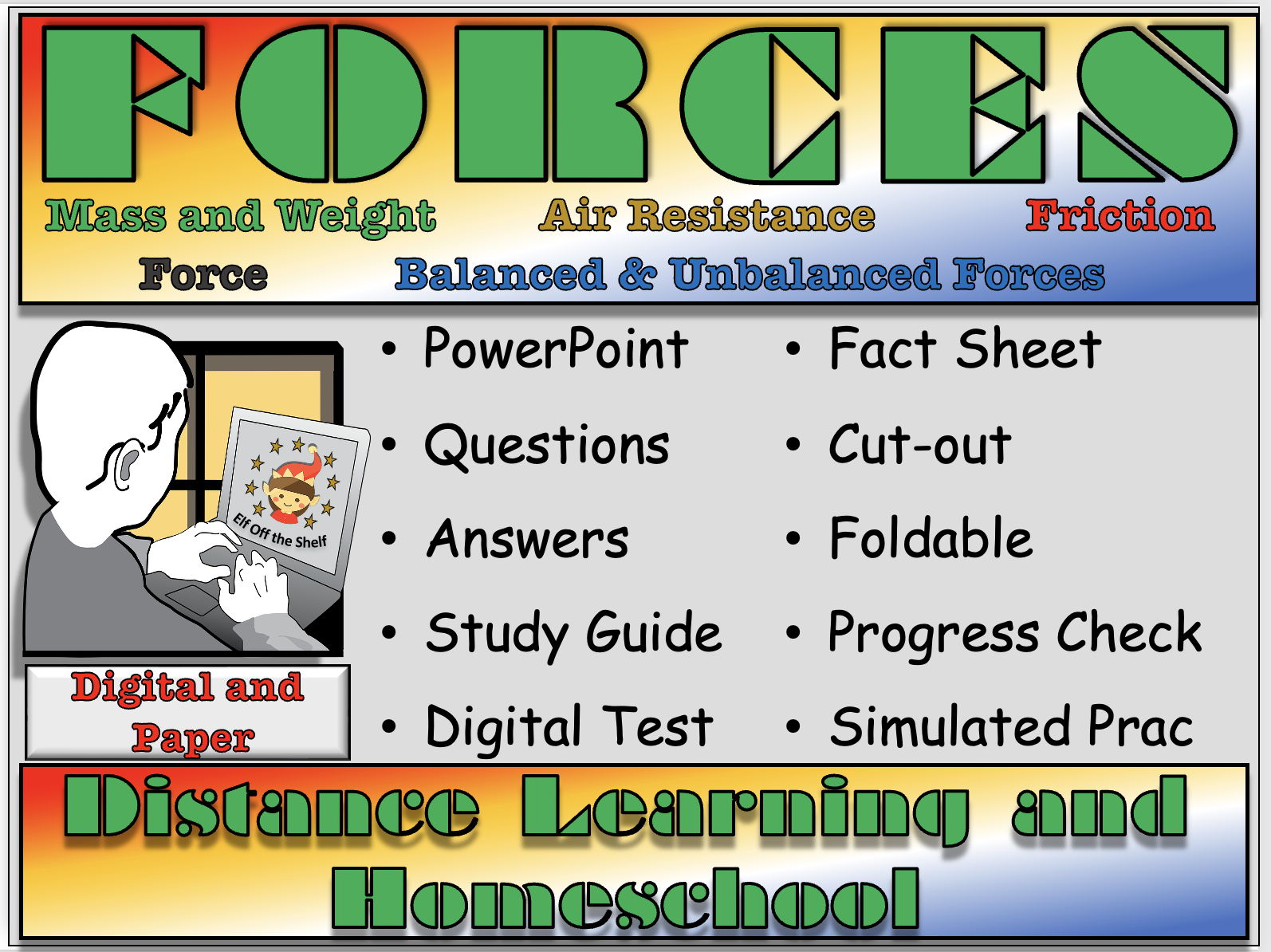 Forces, Weight, Mass, Friction, Air Resistance, Balanced and Unbalanced Forces Explained -   5 Fully Resourced Lessons for Distance Learning and Homeschool  KS3