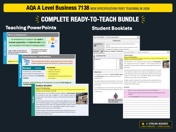 AQA A Level Business 7138 – 3.1.1 Entrepreneurs **FREE LESSON***