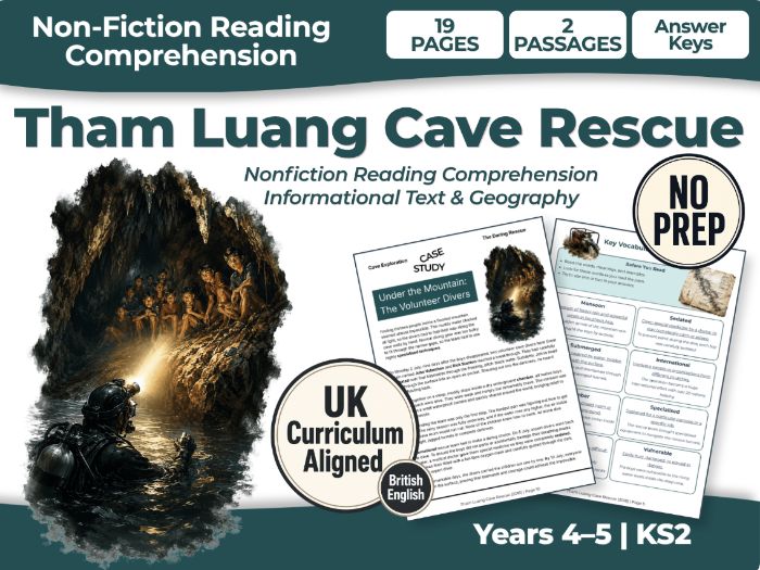 Thai Cave Rescue KS2 Reading Comprehension | Cave Rescue Worksheets | Years 4–5