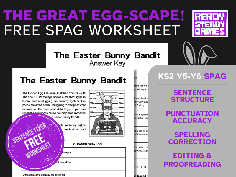 FREE KS2 Grammar Worksheet – Easter Sentence Fixer | Year 5–6 SPAG Activity