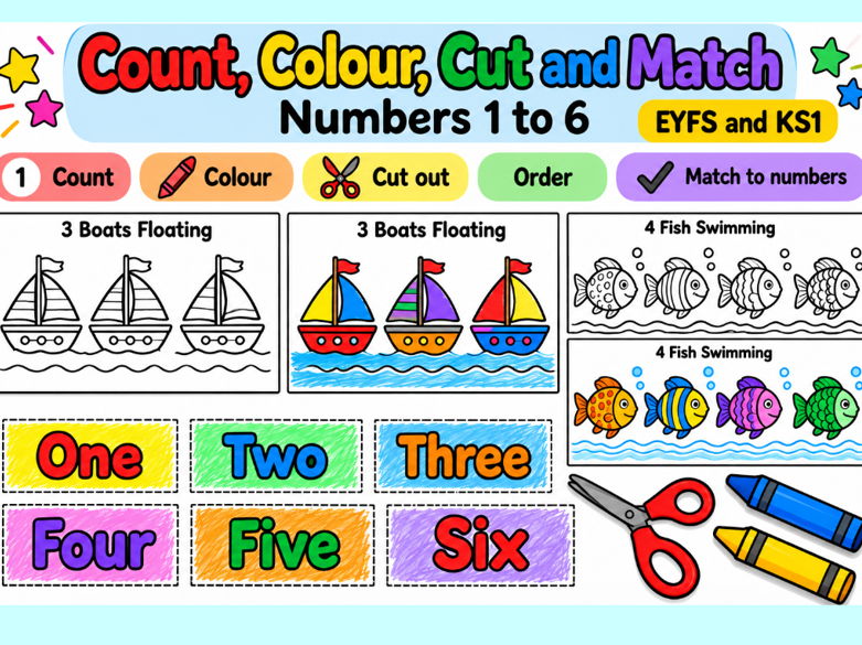 Count to 6 Activity Sheets EYFS and KS1
