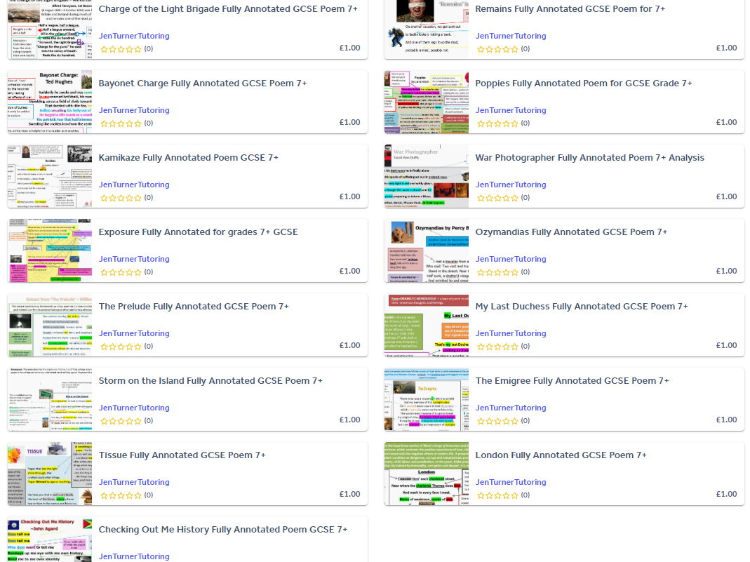 AQA GCSE Power & Conflict Poetry – FULLY ANNOTATED 15-POEM BUNDLE | Grade 7–9