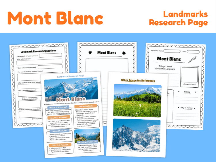 Mont Blanc Landmark Research Project | Geography Worksheets