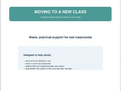 Moving to a New Class – Emotional Support & Confident Transition Pack