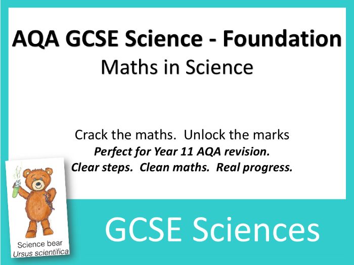 AQA GCSE Sciences, Maths in Science FOUNDATION Workbook + Answers