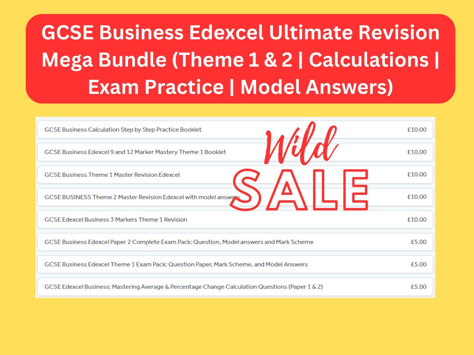 GCSE Business Edexcel Ultimate Revision Mega Bundle (Theme 1 & 2 | Calculations | Exam Practice | Model Answers)