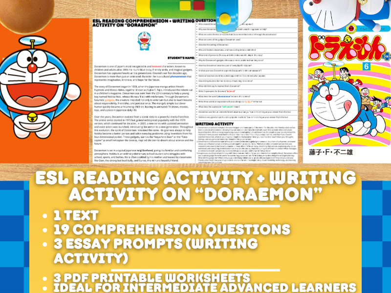 ESL Reading Comprehension + Essay - Doraemon - Japanese Manga and Anime