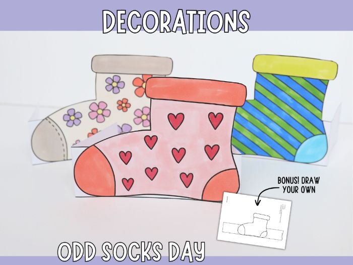 Standing Decorations Craft for Kids - Odd Socks Day
