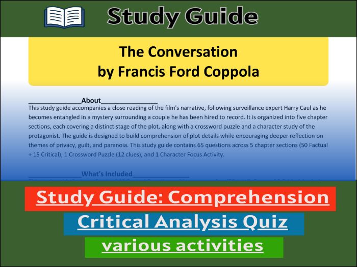 Study Guide for :The Conversation | Comprehension 91����t
