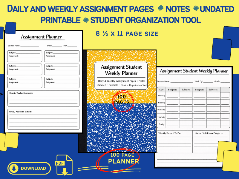 Assignment Student Weekly Planner is a clean, structured organization tool for students