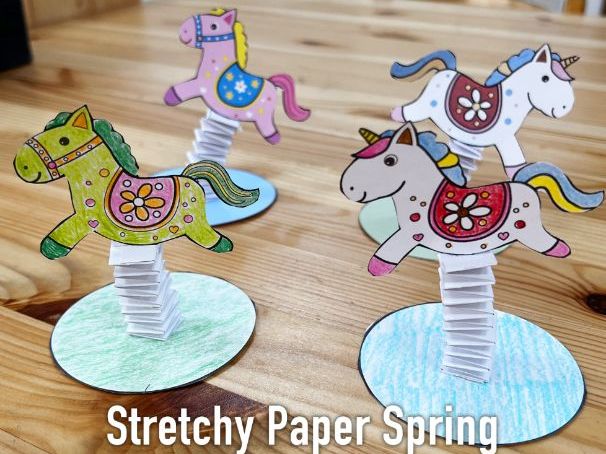 Stretchy Paper Spring (Horse Playground Rider) Craft