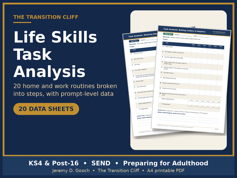 Life Skills Task Analysis Data Sheets: SEND KS3-Post-16 Independent Living (UK)