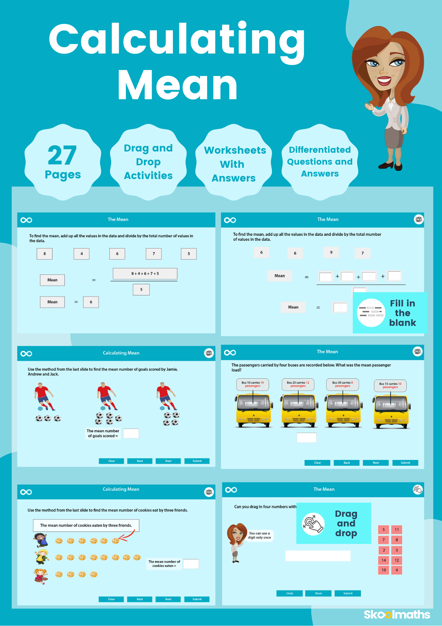 Average calculating mean year 6 teaching resources