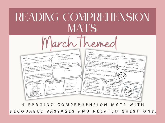 March Reading Comprehension Mats | Guided Reading | Fast Finisher Activity