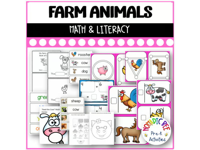 Farm Animals Math and Literacy Activities