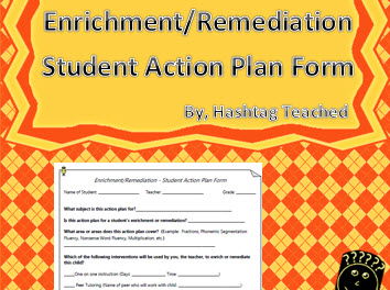 Enrichment and Remediation Student Action Plan Template Form