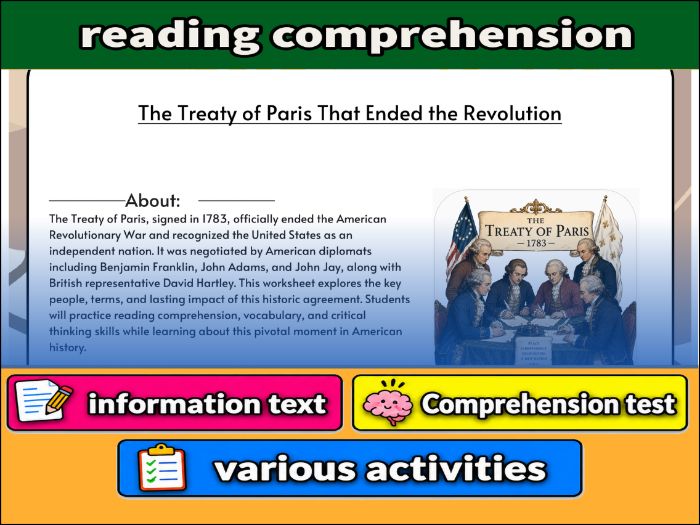 The Treaty of Paris That Ended the Revolution   & Comprehension Test