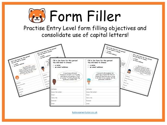 KS3 Entry Level Form Filler Activity