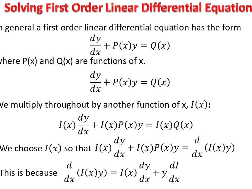 First Order Differential Equations Teaching Resources