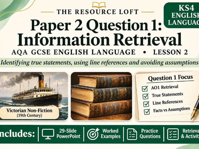 KS4 English Language | Paper 2 Question 1: Information Retrieval | PowerPoint | AQA GCSE
