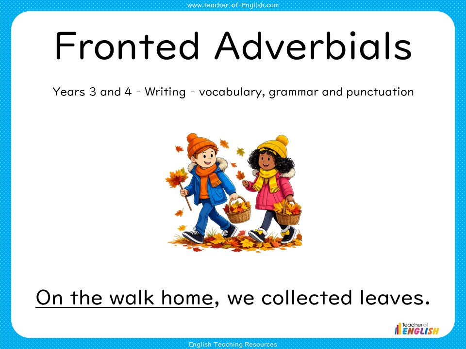Fronted Adverbials - Years 3 and 4 Grammar