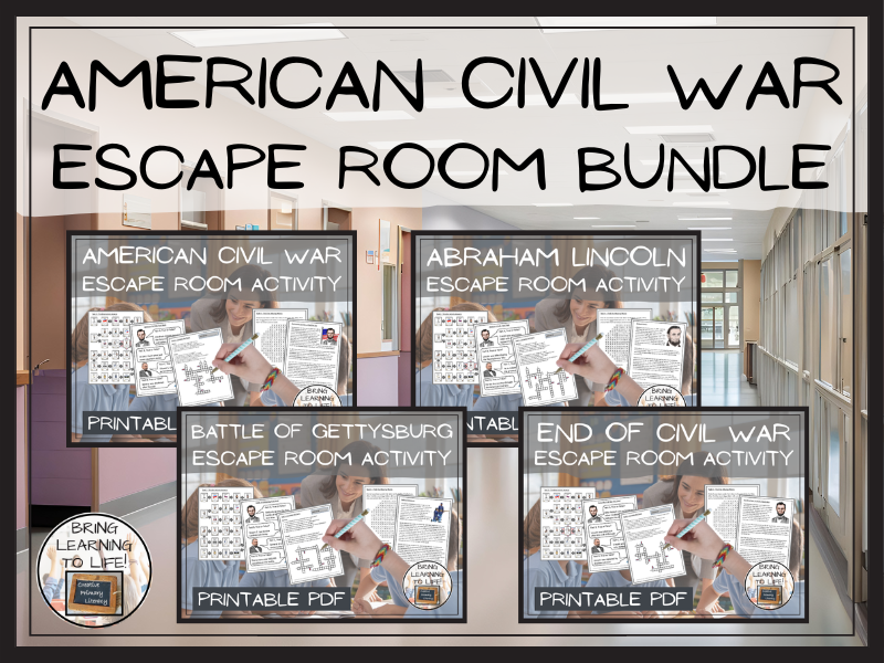 American Civil War Escape Room Activity Bundle | Year 5 or Year 6