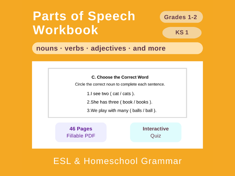 Parts of Speech Workbook: Gr 1-2/KS1