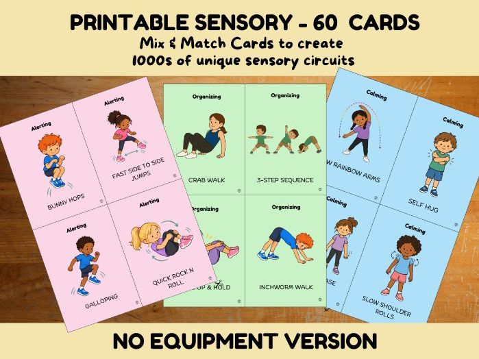 Sensory Circuit Picture Cards- No Equipment Needed Version.