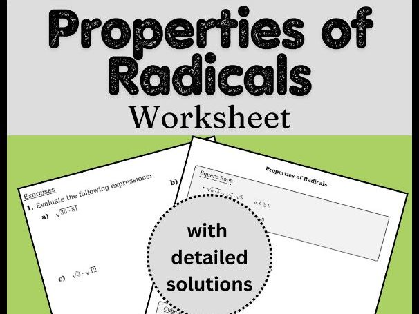 Properties of Radicals Worksheet (with solutions)