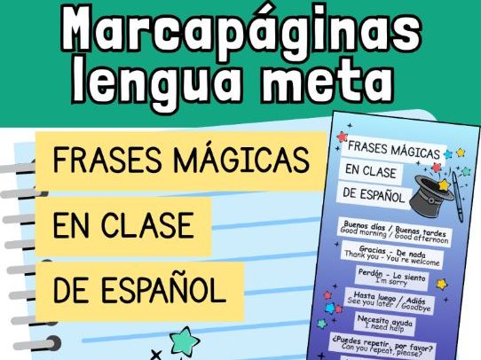 Marcapáginas - Frases mágicas en clase de español. Bookmark target language Spanish