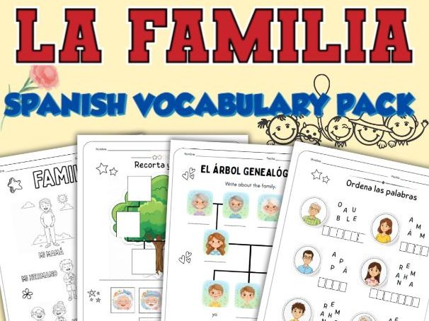 Spanish Family Vocabulary Pack | La Familia No Prep Worksheets & Games (KS1/KS2 - A1)