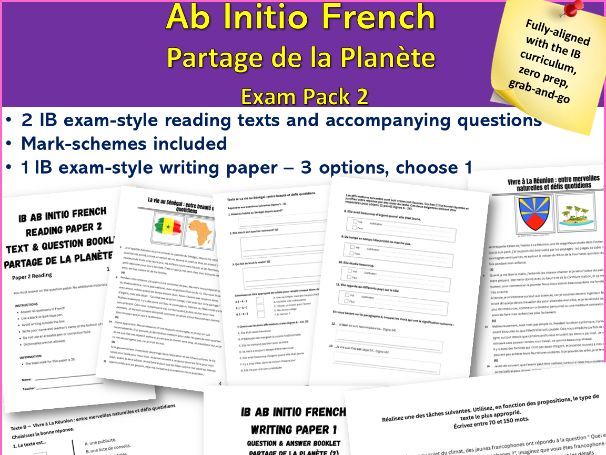 IB-style French Ab Initio Exam – Writing & Reading | Partage de la Planete theme (2)