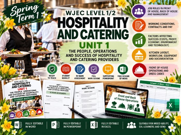 WJEC Level 1/2 Hospitality and Catering: People, Business Success and Operations (Year 10 Spring 1)
