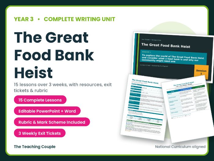 The Great Food Bank Heist | Year 3 English Unit | 15 Complete Lessons + Resources + Mark Scheme