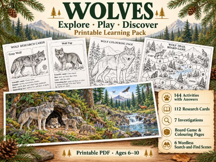 Wolves: Explore, Play and Discover — Printable Learning Pack
