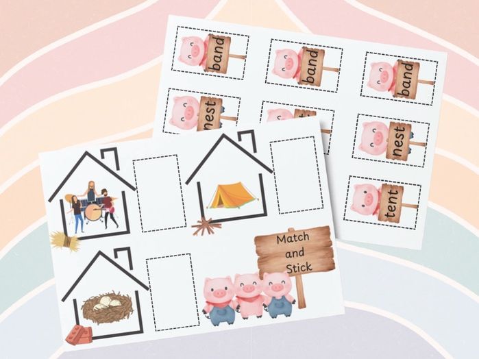 Traditional Tales: 3 Little Pigs Read & Match CVCC CCVC