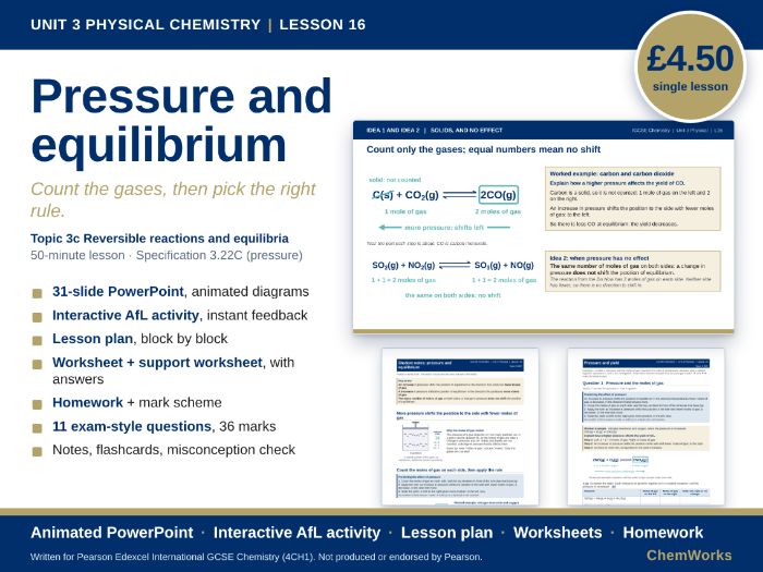 Edexcel IGCSE Chemistry Unit 3 – Physical Chemistry: Lesson 16, Pressure and Equilibrium