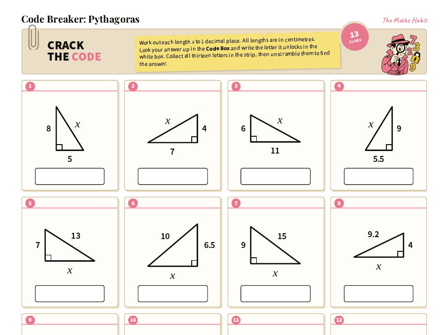 Pythagoras Code Breaker GCSE Maths Puzzle