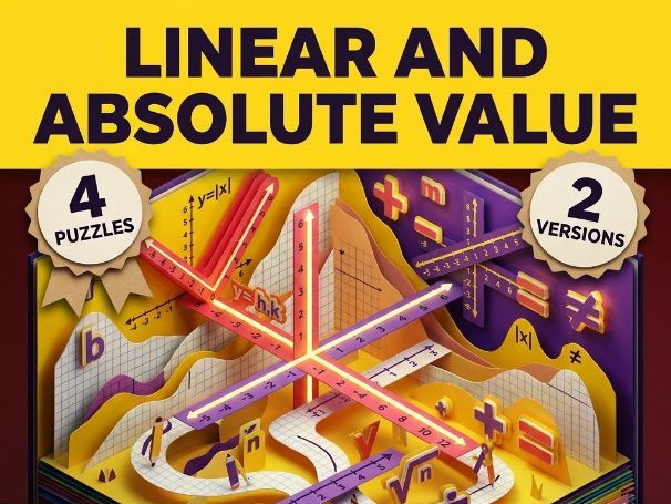 Algebra 1 Linear and Absolute Value Equations Crosswords with Word Bank