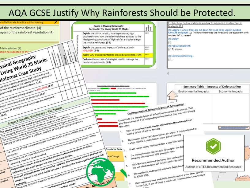 GCSE AQA 9-1: The Impacts of Deforestation on the Malaysian Rainforest.