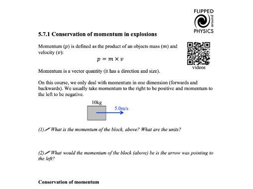 Conservation of momentum in explosions