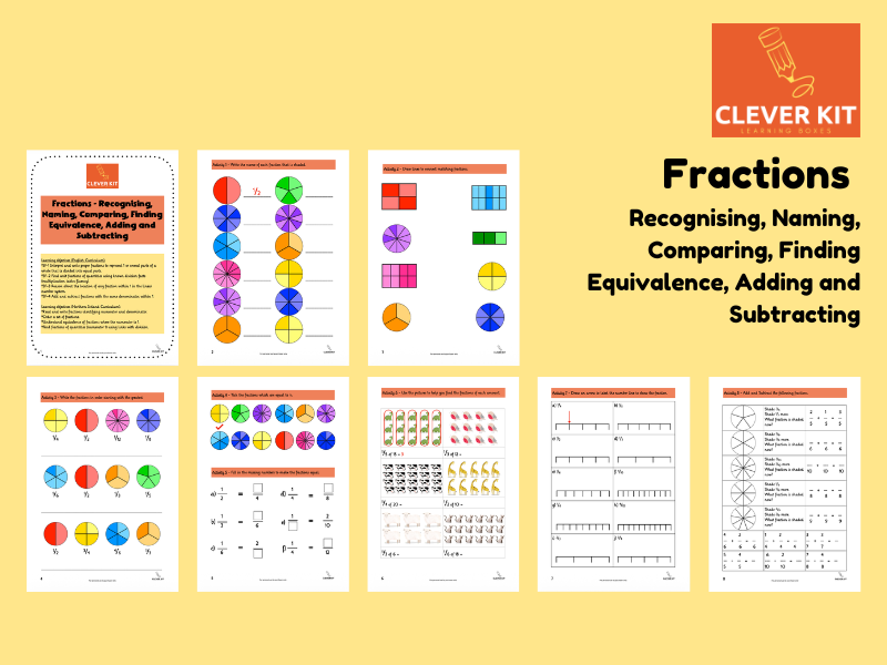 Fractions - Recognising, Naming, Comparing, Finding Equivalence, Adding and Subtracting