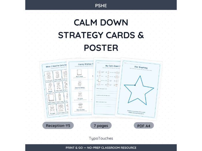 Calm Down Strategy Cards & Poster | 7 Sheets