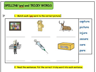 Spelling of ure and tricky words
