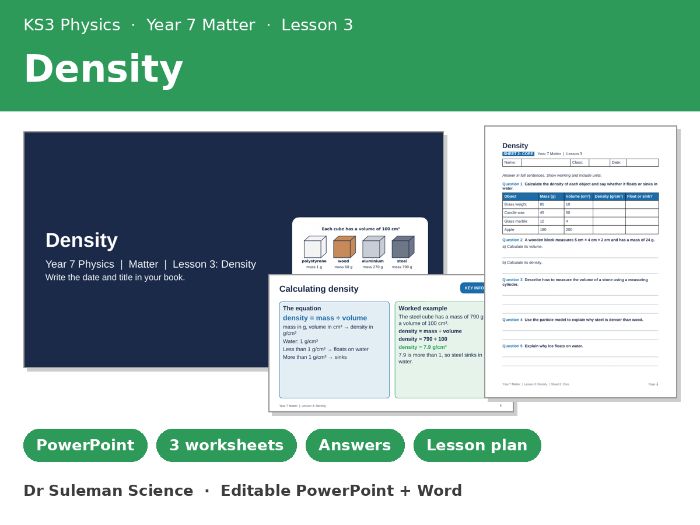 KS3 Density Lesson | Year 7 Physics + Worksheets