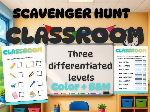 CLASSROOM | Scavenger Hunt | 3 level | Color and Black & White